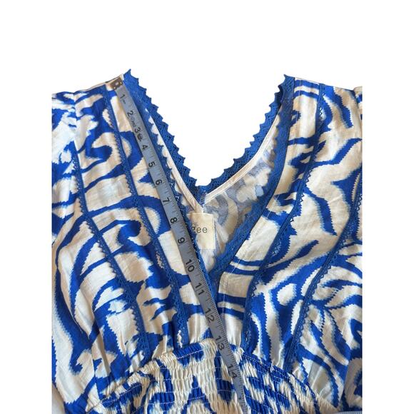 Umgee Dress Blue White V-Neck Whimsical Dainty Boho Chic Bohemian Lace Large - Picture 10 of 12